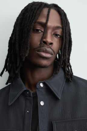 RELAXED FIT LEATHER EFFECT OVERSHIRT - Image 6