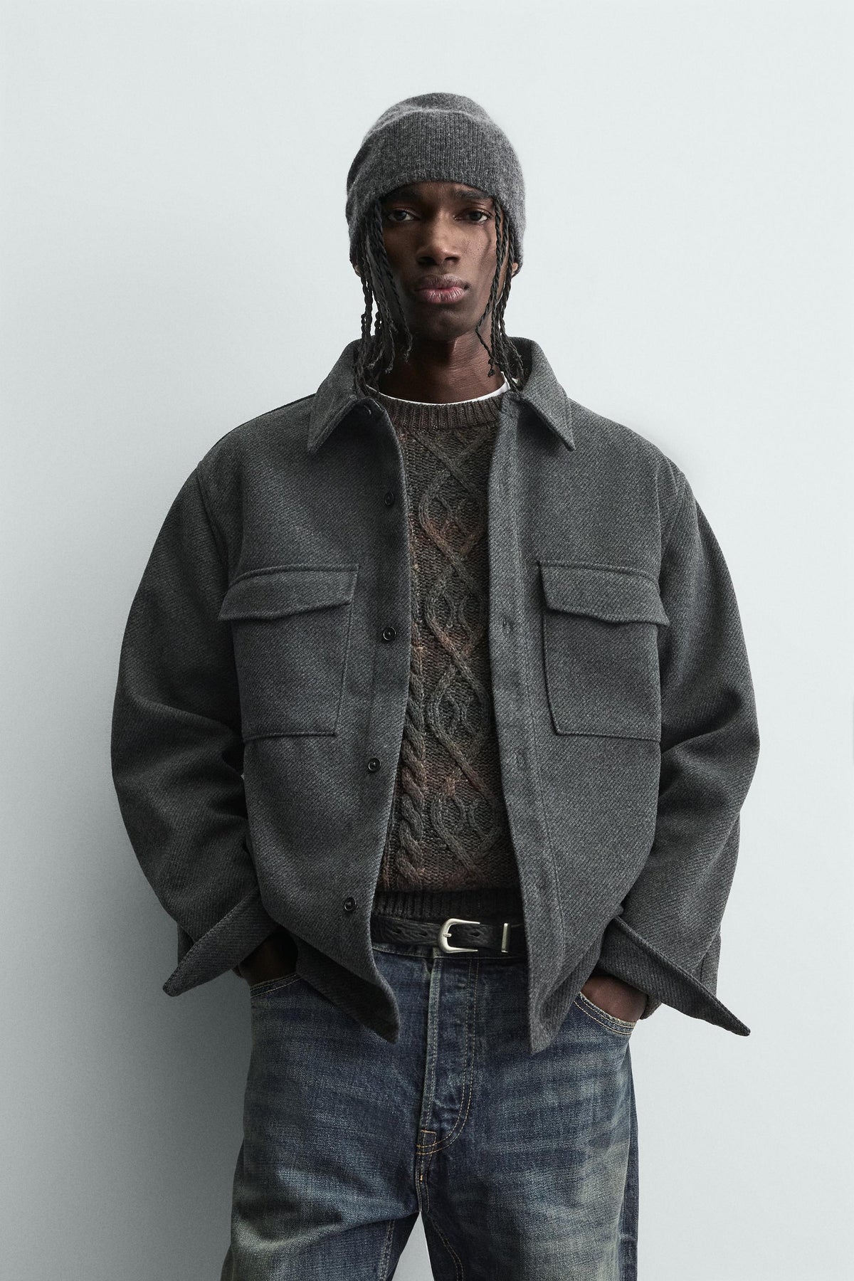WATER-REPELLENT TWILL TEXTURED OVERSHIRT - Image 2