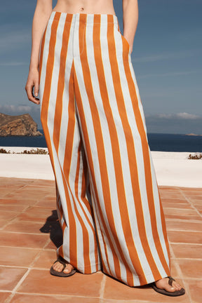 STRIPED WIDE-LEG TROUSERS