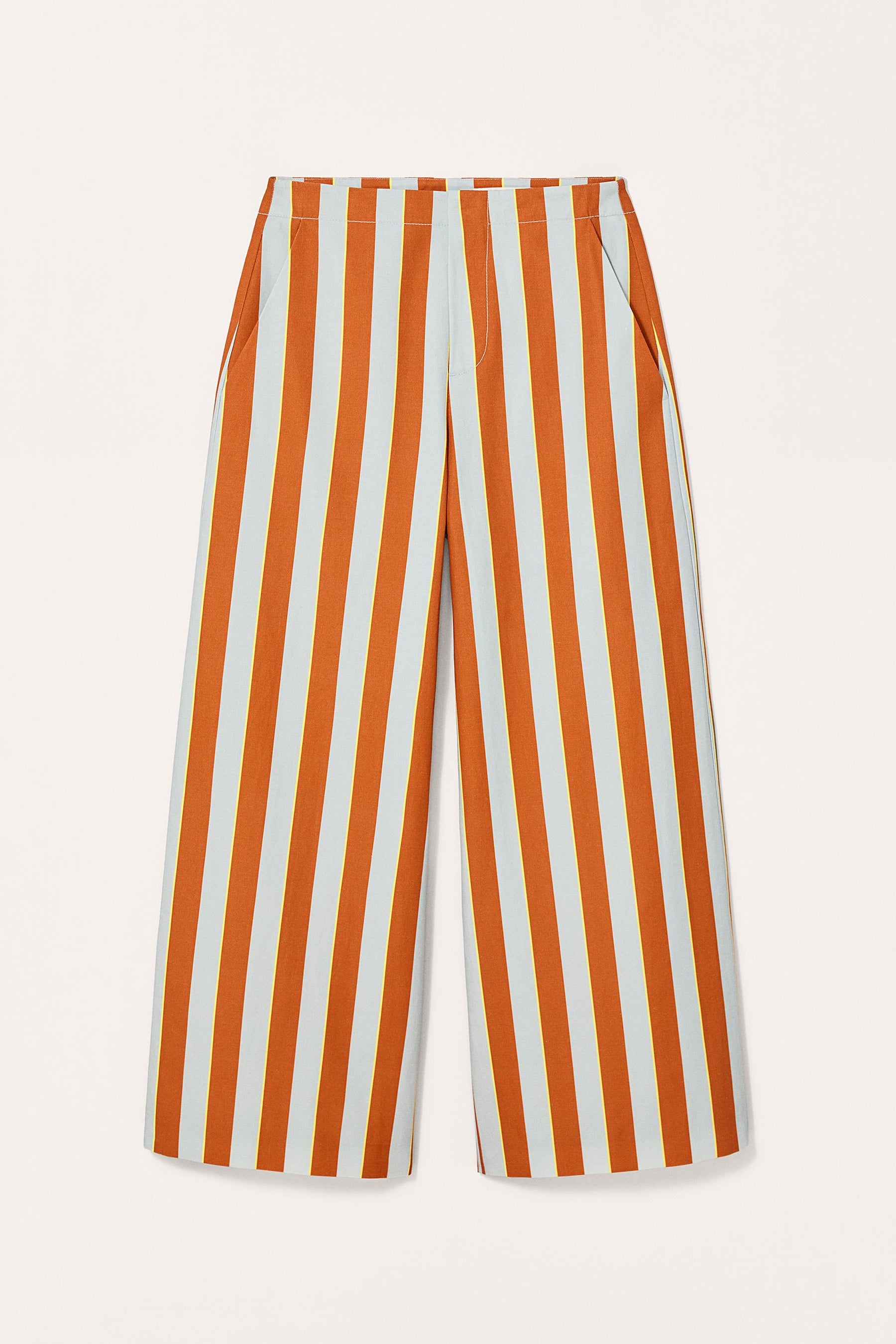 STRIPED WIDE-LEG TROUSERS