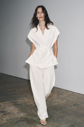 PLEATED LINEN TROUSERS