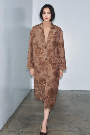 Embroidered Long Coat - Image 1