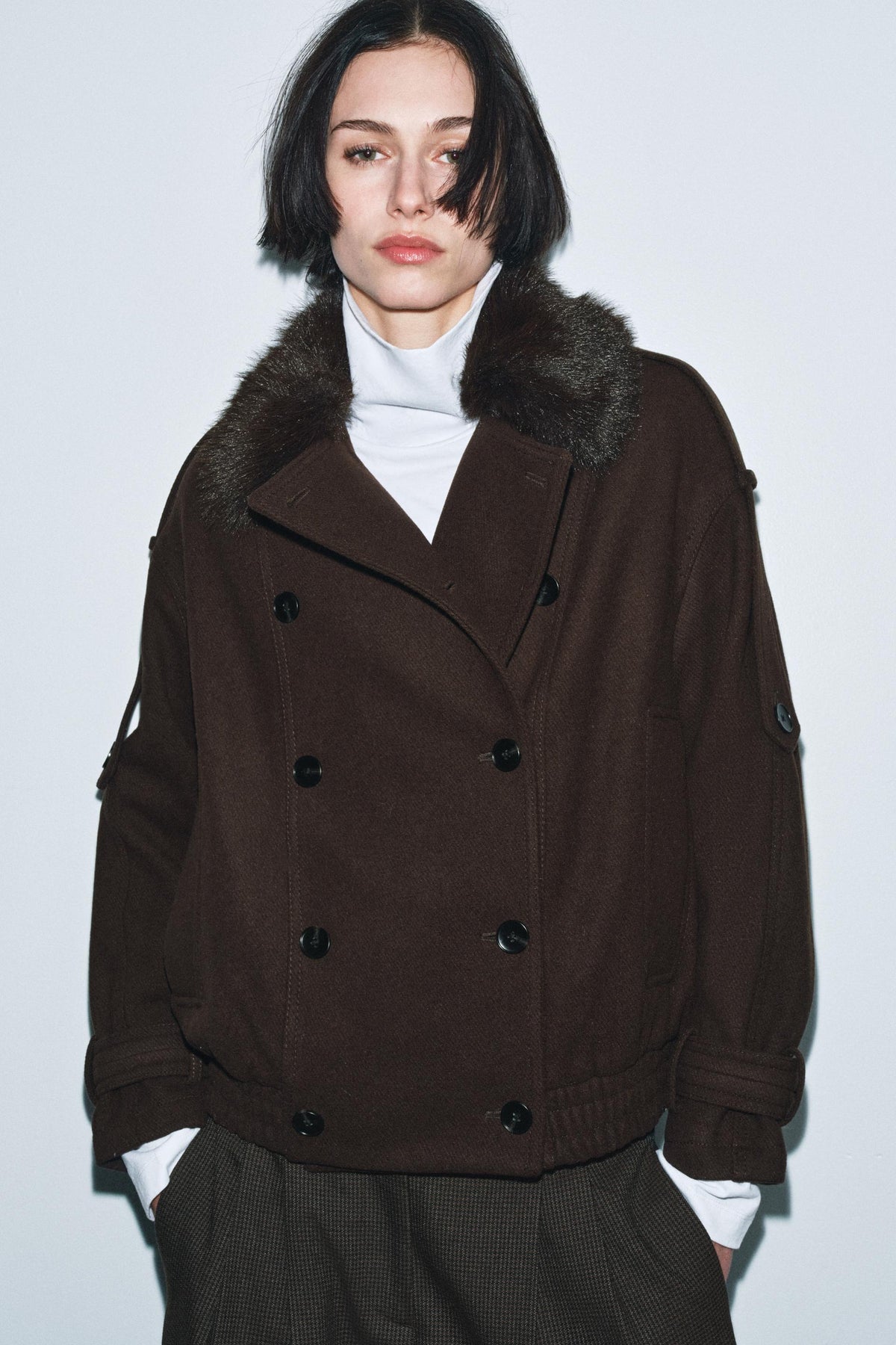 WOOL BLEND JACKET WITH FUR COLLAR - Image 2