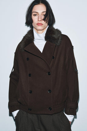 WOOL BLEND JACKET WITH FUR COLLAR - Image 2