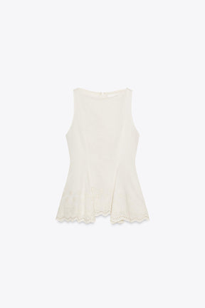 ZW COLLECTION EMBROIDERED PEPLUM TOP - Image 1