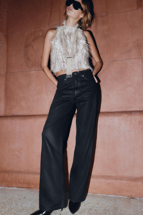 Coated High-Waist Regular Jeans