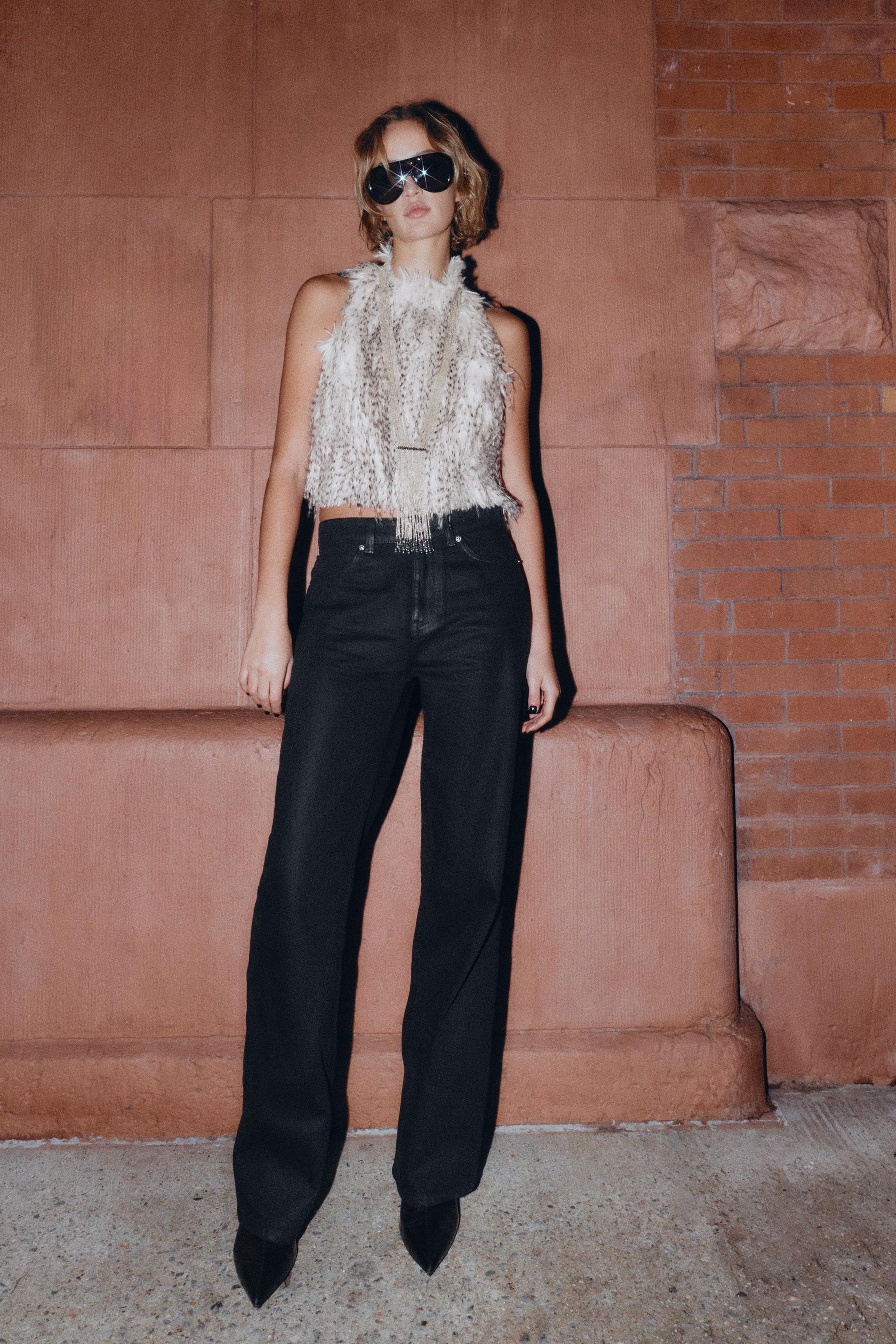 Coated High-Waist Regular Jeans