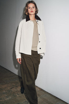 ZW COLLECTION LEATHER COLLAR SHORT TRENCH COAT - Image 1