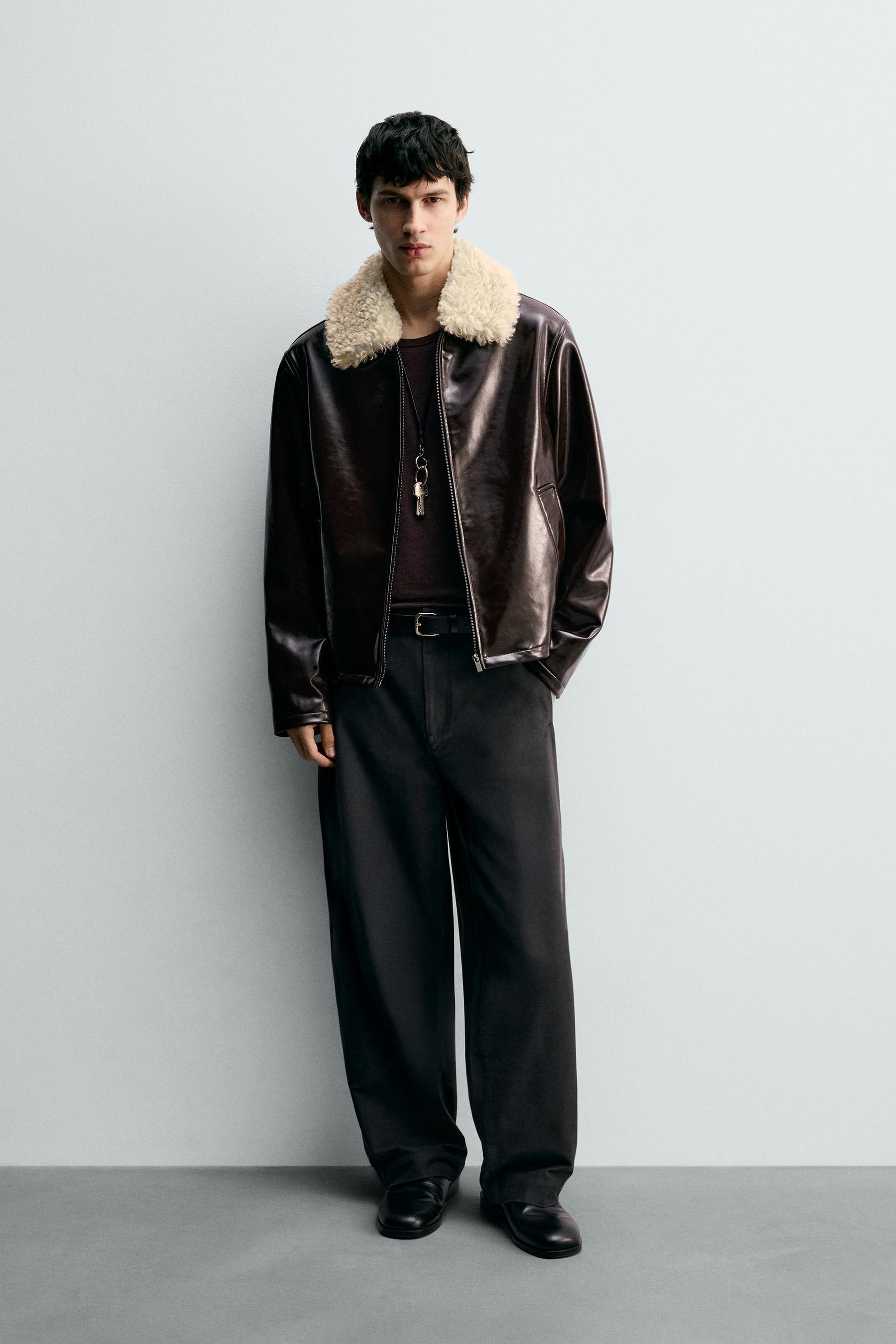 CONTRAST VINYL FINISH JACKET - Image 1