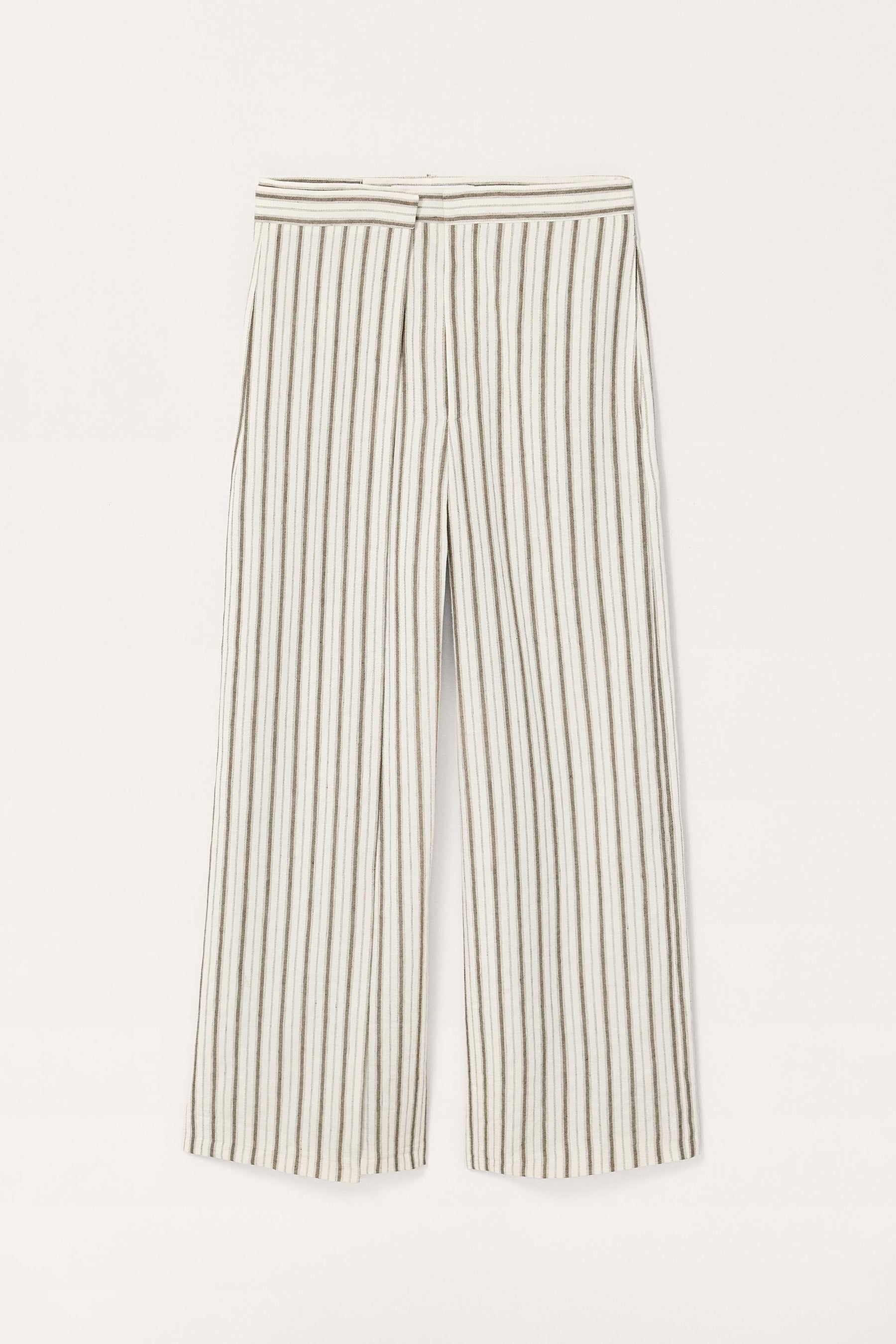 STRIPED LINEN BLEND TROUSERS