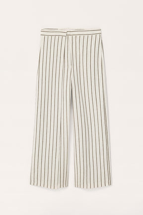 STRIPED LINEN BLEND TROUSERS
