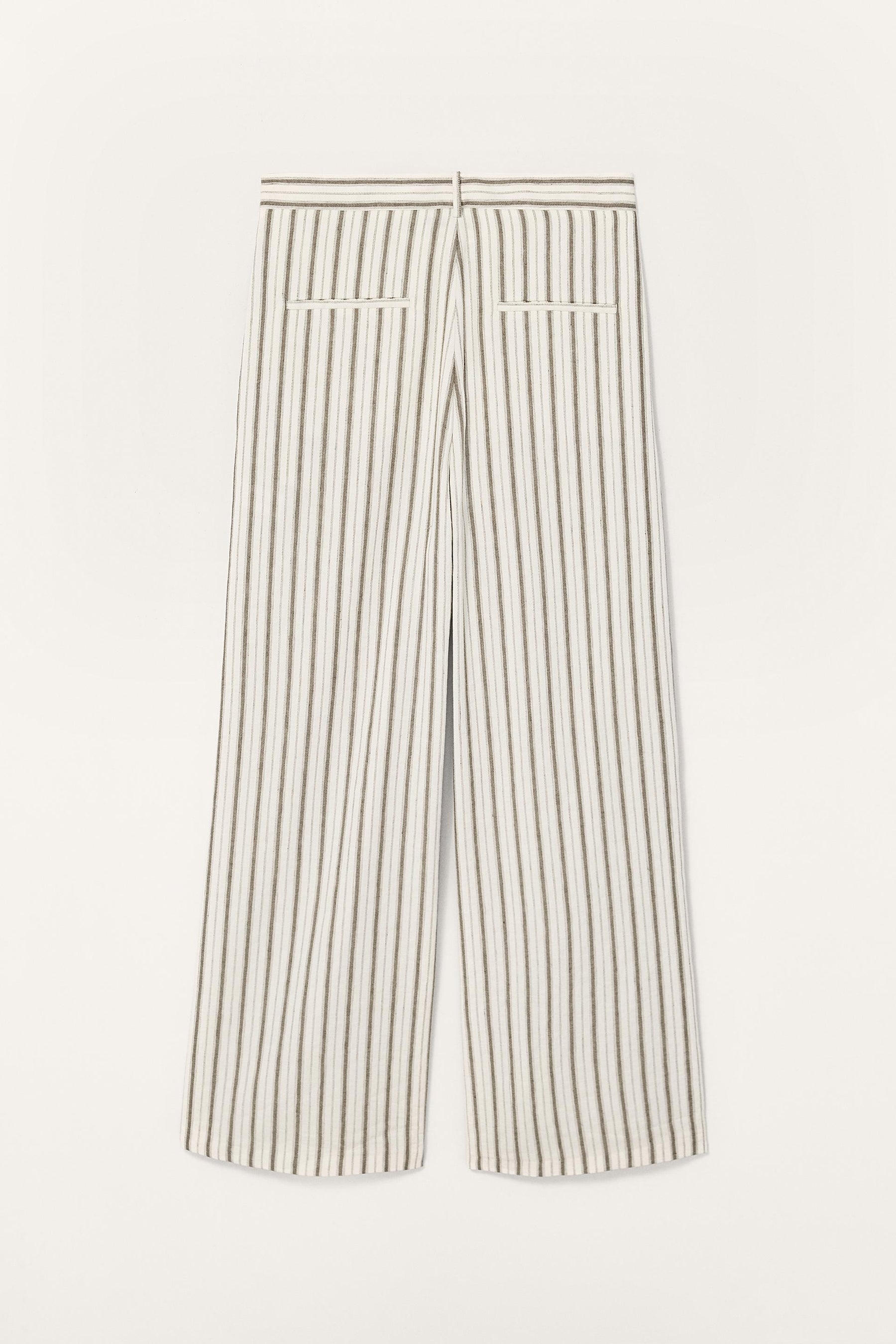 STRIPED LINEN BLEND TROUSERS