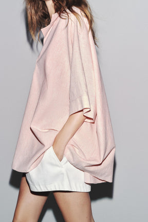 Oversized Striped Cape Shirt