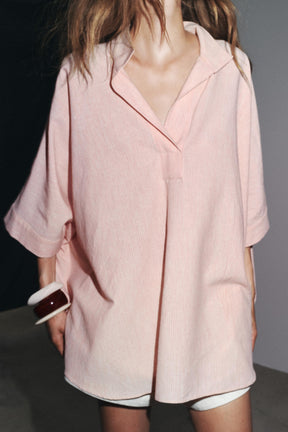 Oversized Striped Cape Shirt