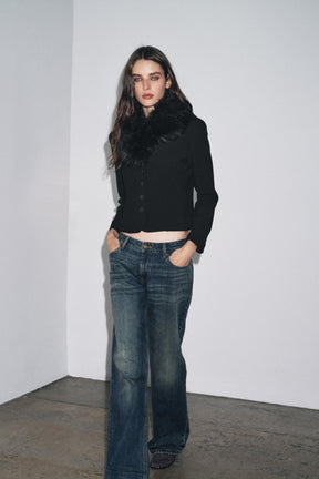 ZW COLLECTION FITTED FAUX FUR COLLAR JACKET - Image 1