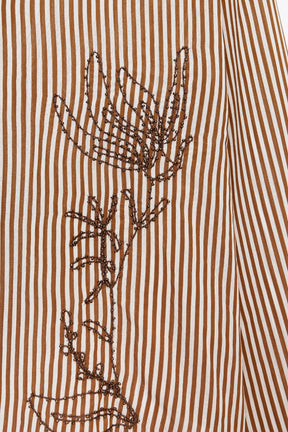 Embroidered Beaded Striped Shirt