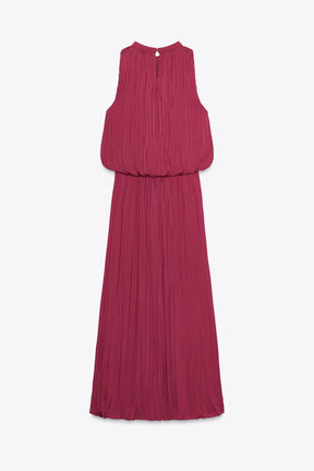 CREASED-EFFECT PLEATED MIDI DRESS - Image 8
