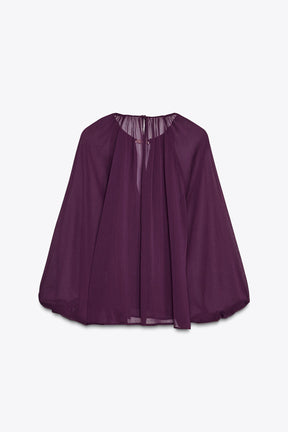 SEMI-SHEER BLOUSE WITH TRIM