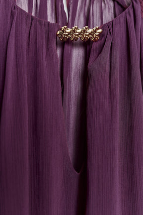 SEMI-SHEER BLOUSE WITH TRIM