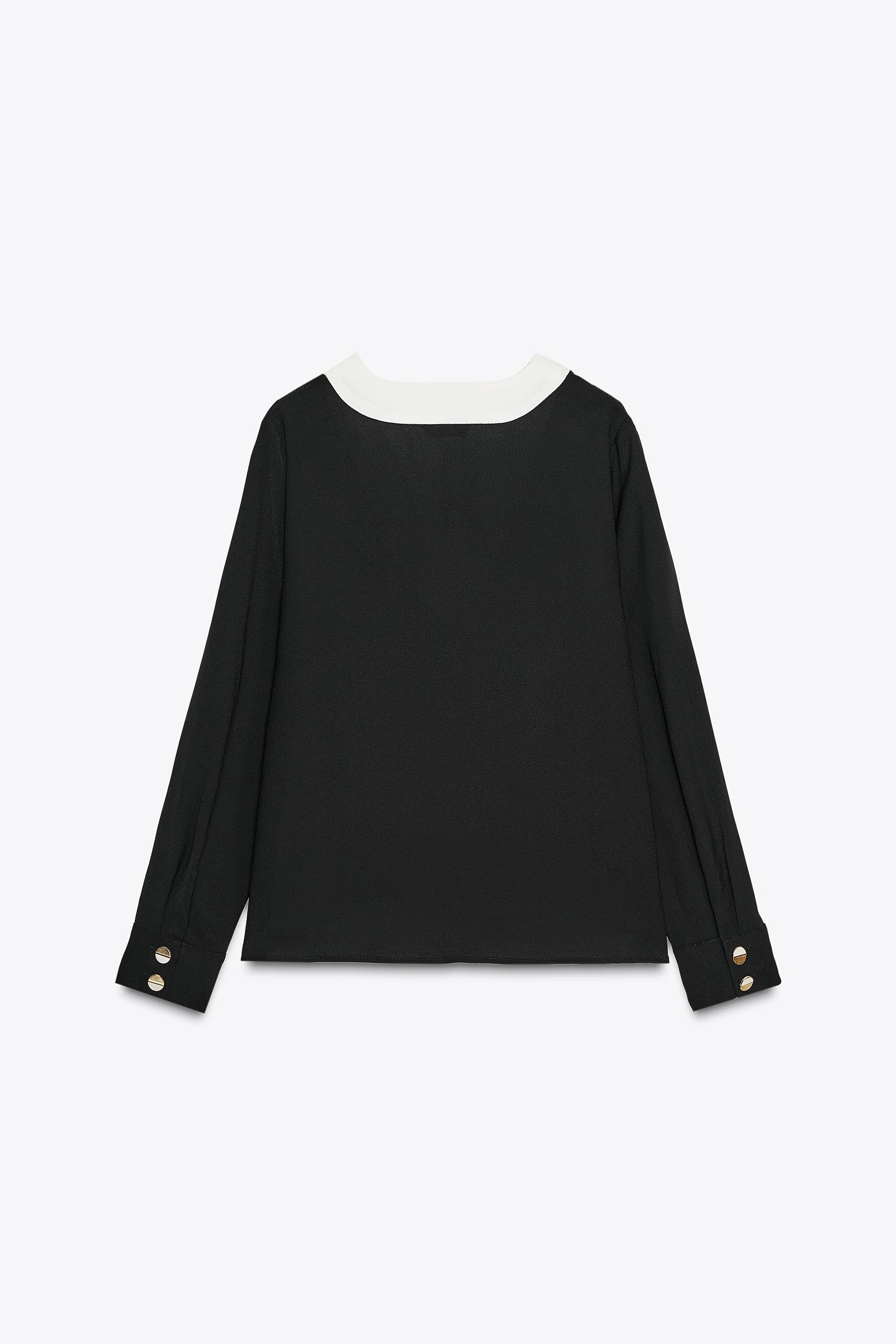 CONTRAST CREPE SHIRT