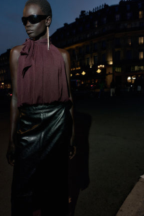 BALLOON HALTER NECK TOP