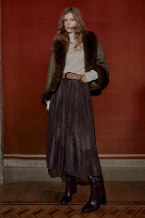 BLURRED PRINT MIDI SKIRT