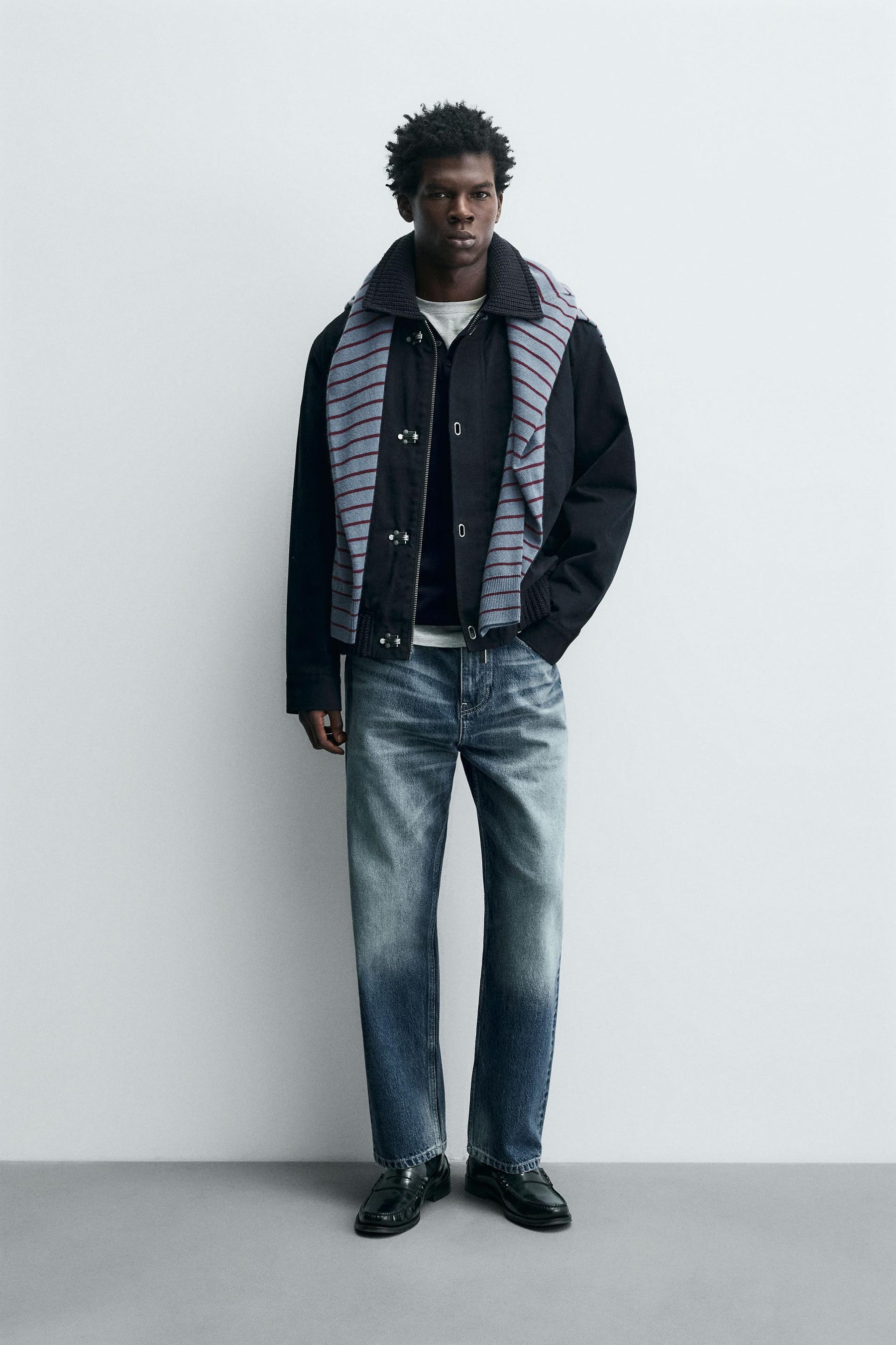 TOGGLE JACKET WITH CONTRAST COLLAR - Image 1