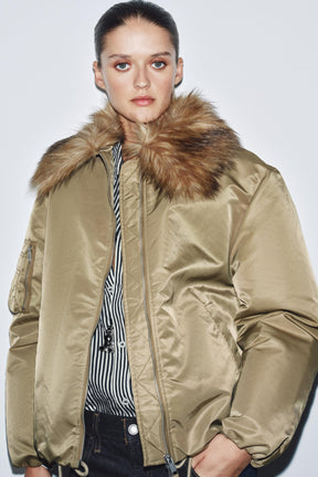FAUX FUR COLLAR BOMBER JACKET ZW COLLECTION - Image 2