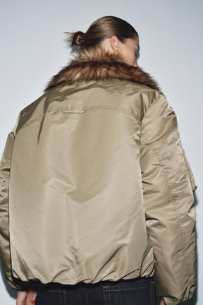 FAUX FUR COLLAR BOMBER JACKET ZW COLLECTION - Image 5