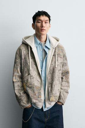 WASHED JACKET ABSTRACT PRINT - Image 2