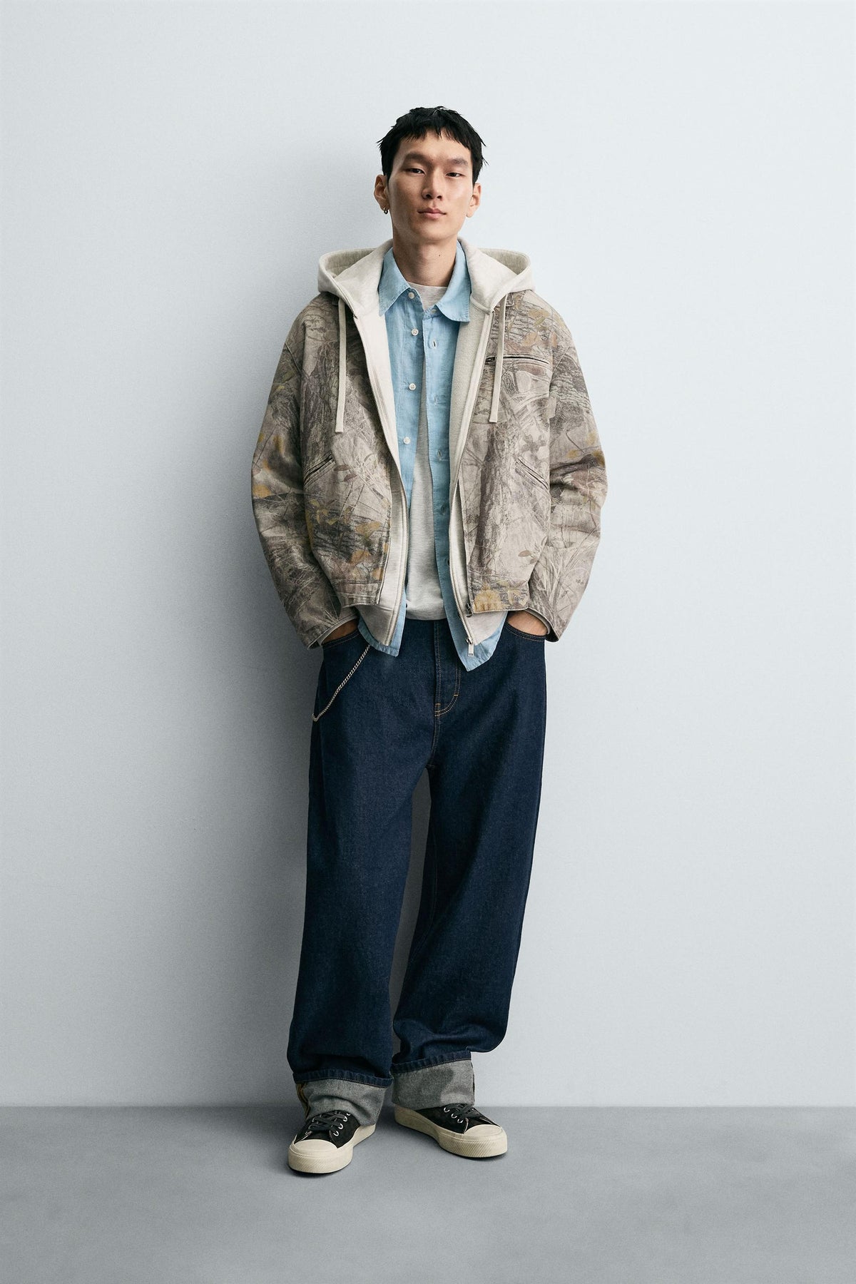 WASHED JACKET ABSTRACT PRINT - Image 1