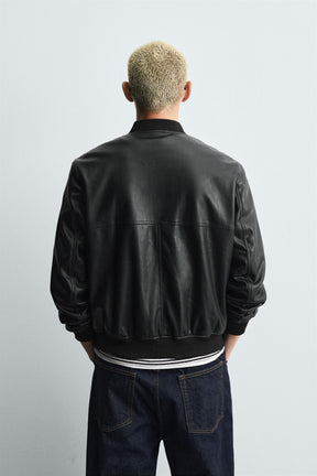 Faux Leather Bomber