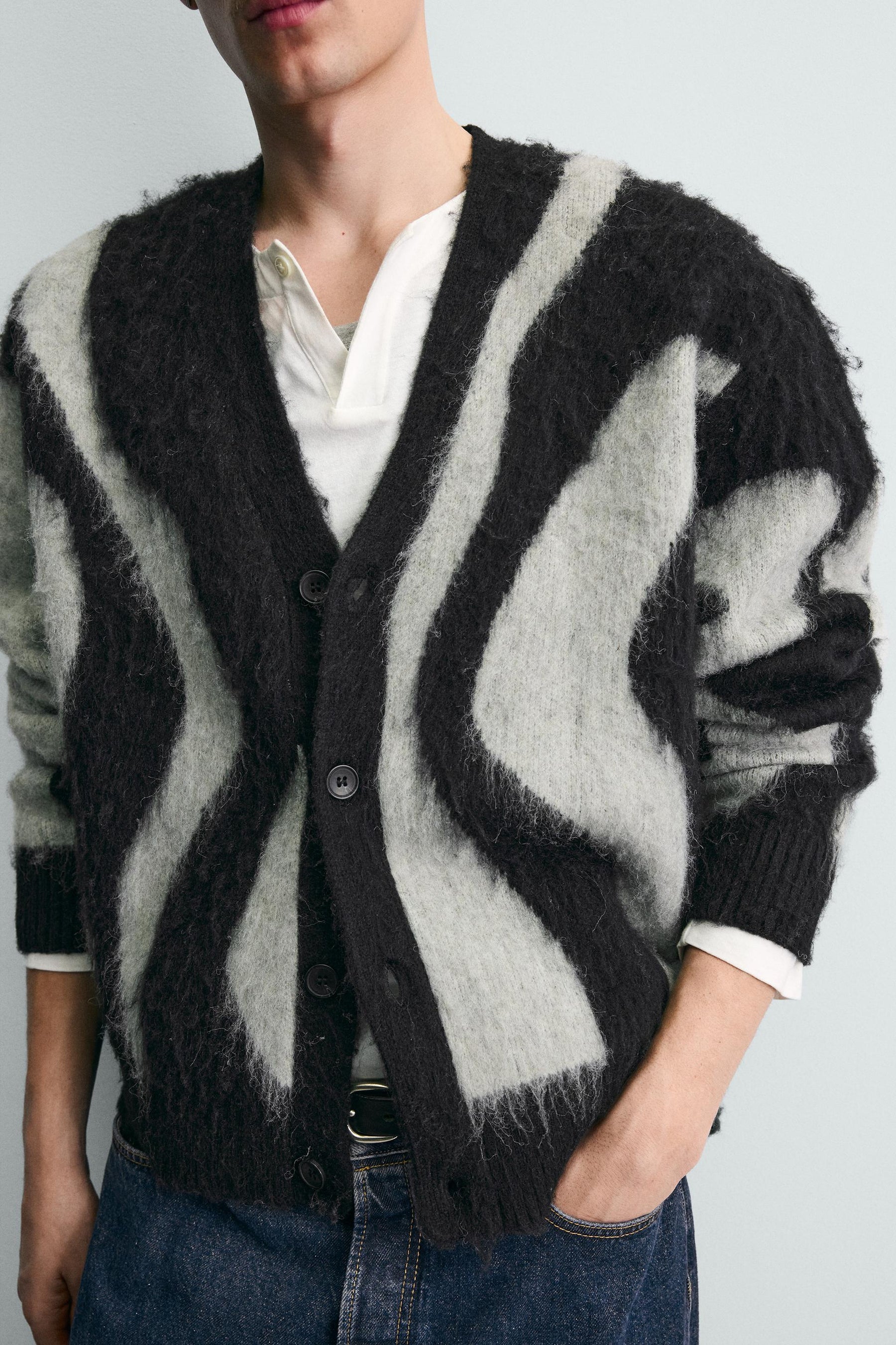 Brushed Jacquard Cardigan