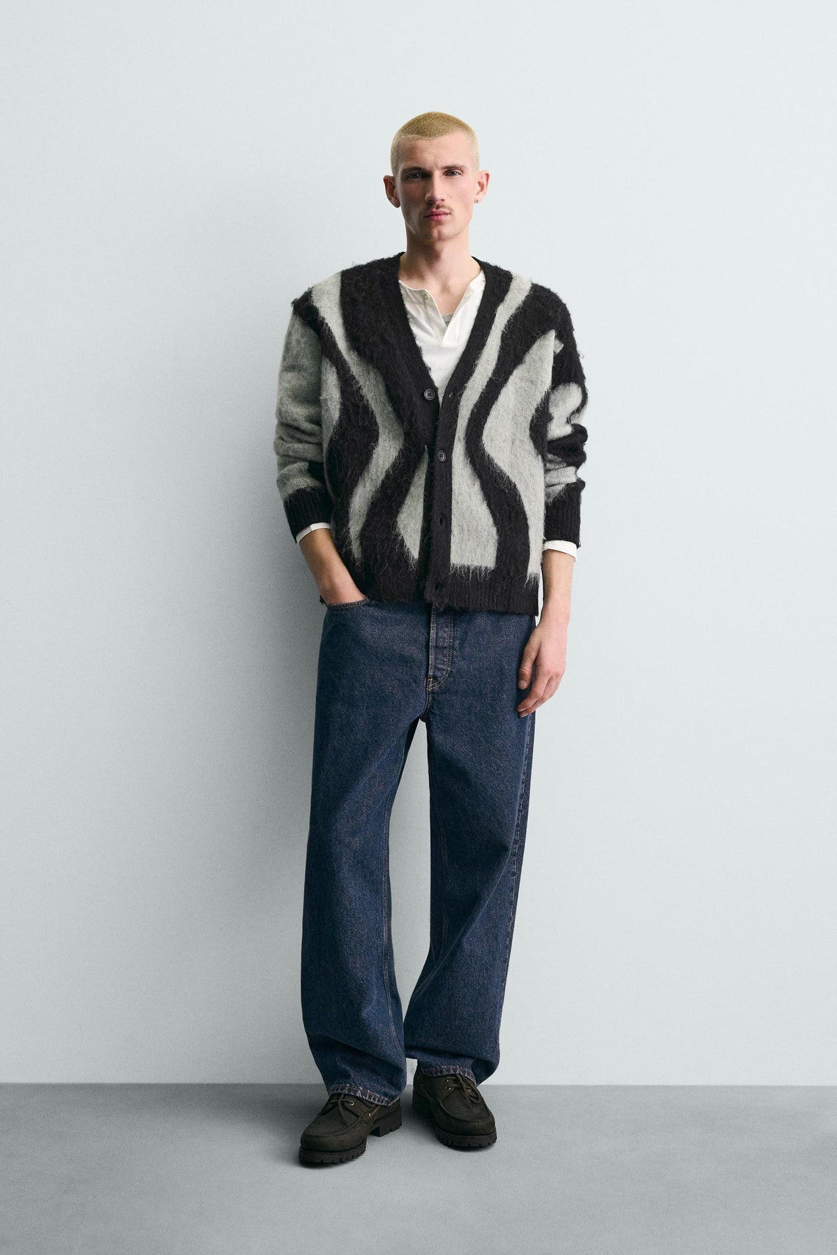 Brushed Jacquard Cardigan