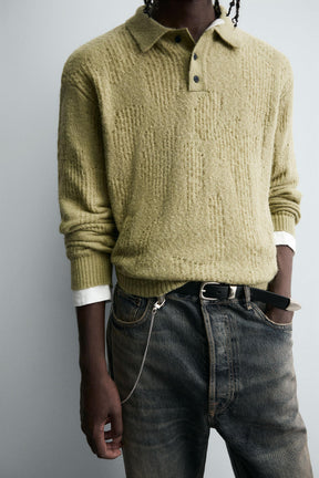 KNIT OPEN-WORK POLO SHIRT - Image 6