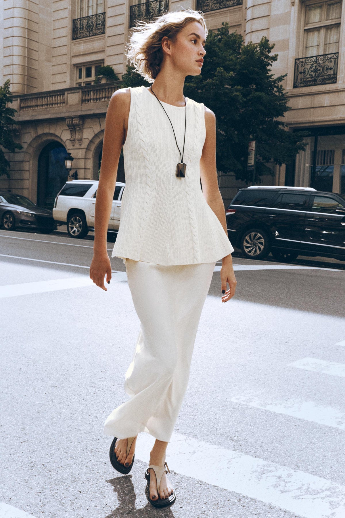 CABLE KNIT PEPLUM TOP - Image 1