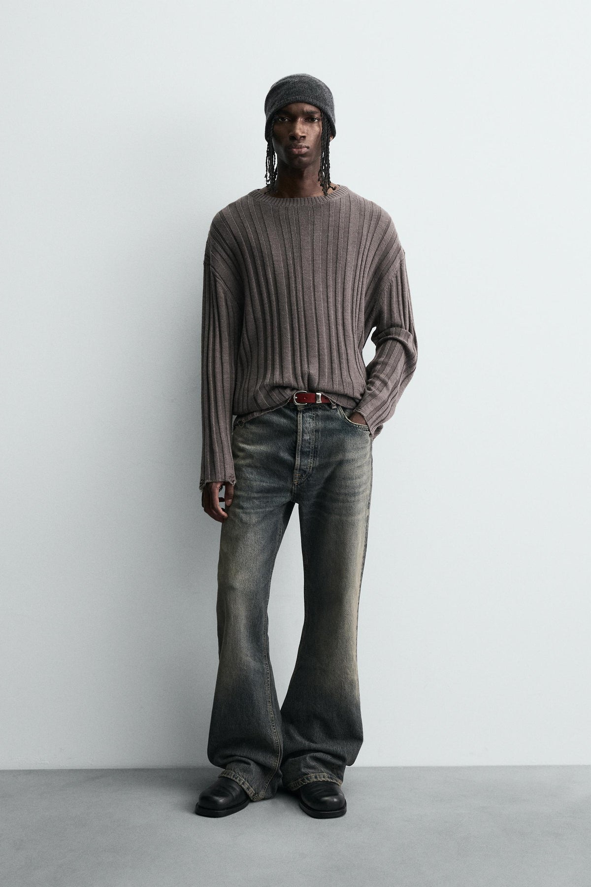 RIBBED OPEN-KNIT SWEATER - Image 1