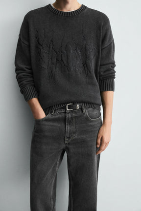 WASHED EMBROIDERED SWEATER - Image 6