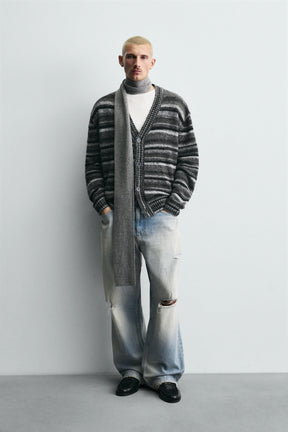 STRIPED JACQUARD CARDIGAN - Image 1