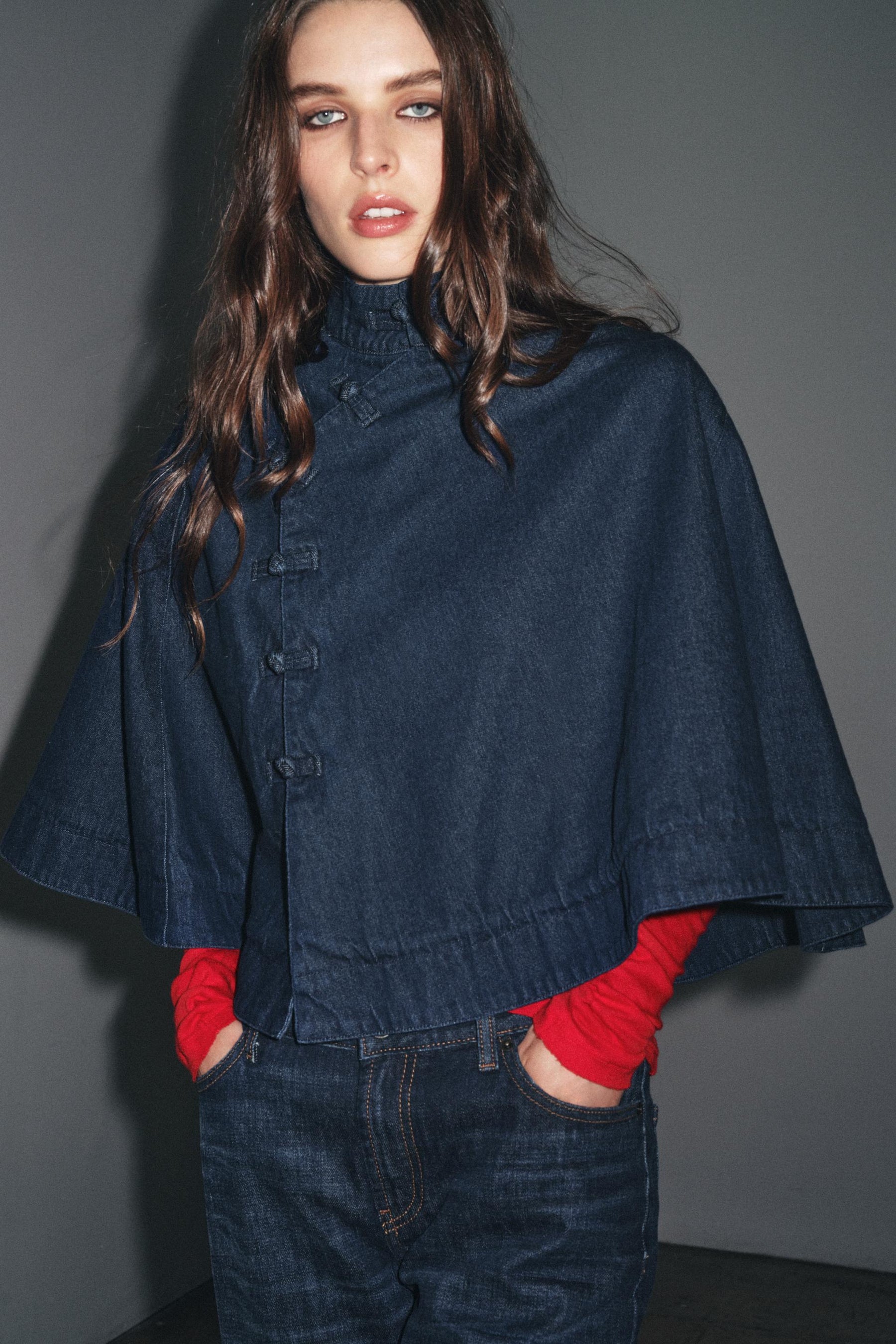 DENIM CAPE WITH TOGGLES - Image 4