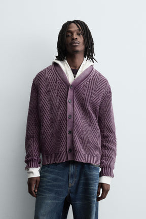 DISTRESSED EFFECT TEXTURED CARDIGAN - Image 2