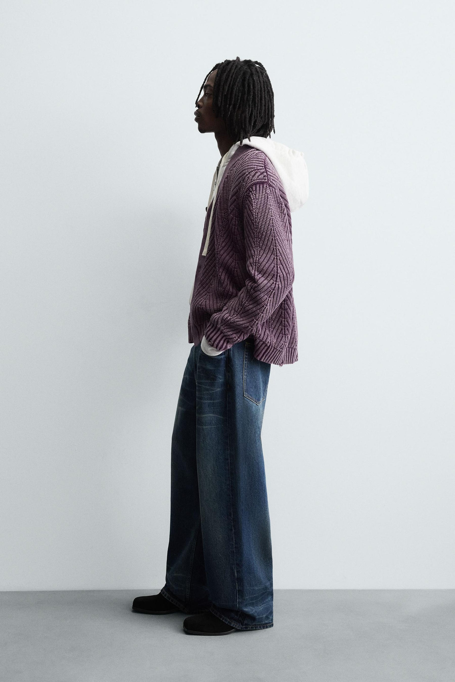 DISTRESSED EFFECT TEXTURED CARDIGAN - Image 4