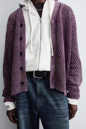 DISTRESSED EFFECT TEXTURED CARDIGAN - Image 7