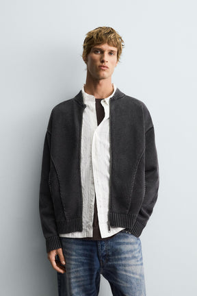 WASHED KNIT BOMBER JACKET - Image 2