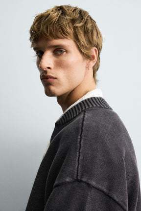 WASHED KNIT BOMBER JACKET - Image 5