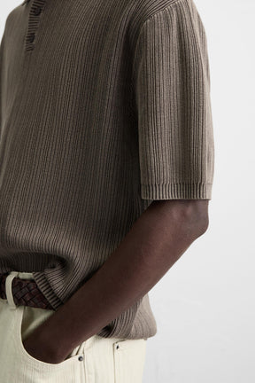 WASHED TEXTURED KNIT POLO SHIRT - Image 5