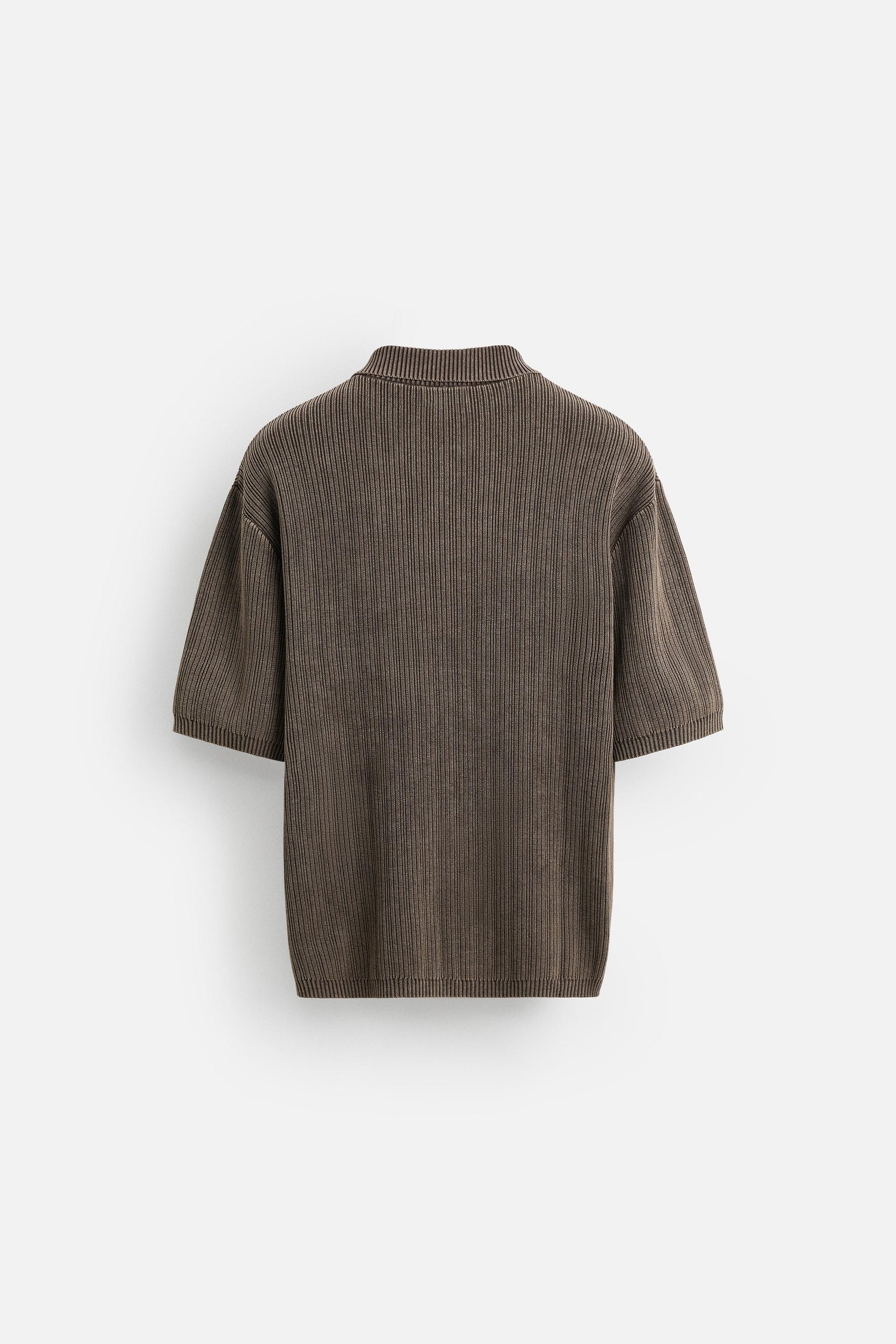 WASHED TEXTURED KNIT POLO SHIRT - Image 7