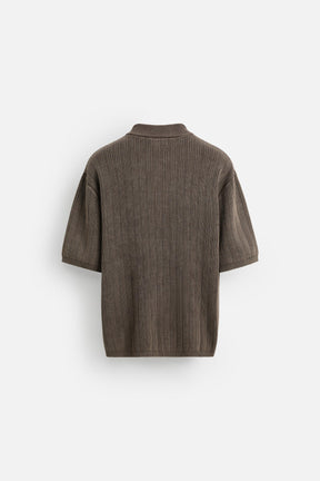 WASHED TEXTURED KNIT POLO SHIRT - Image 7