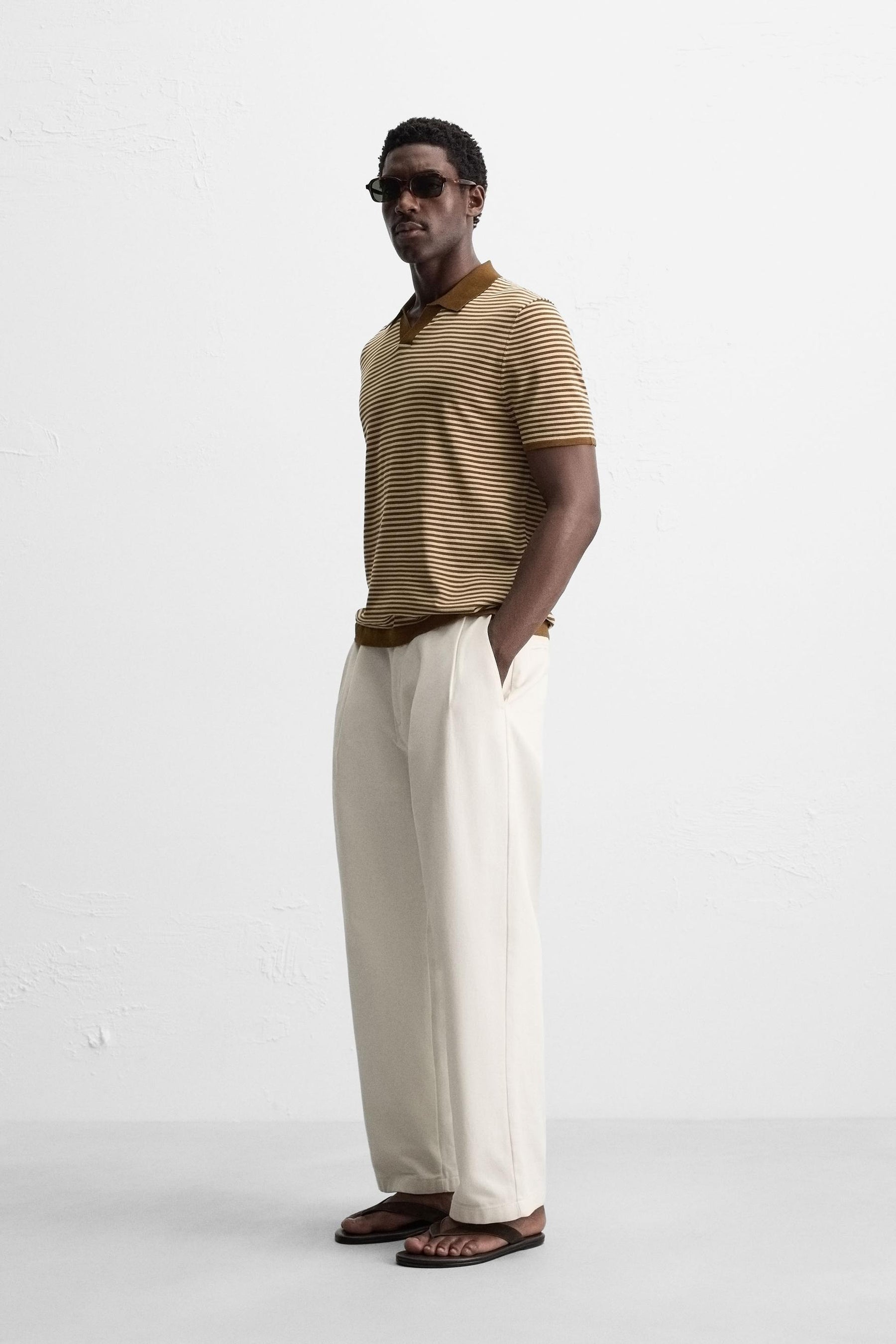 STRIPED KNIT POLO SHIRT - Image 4