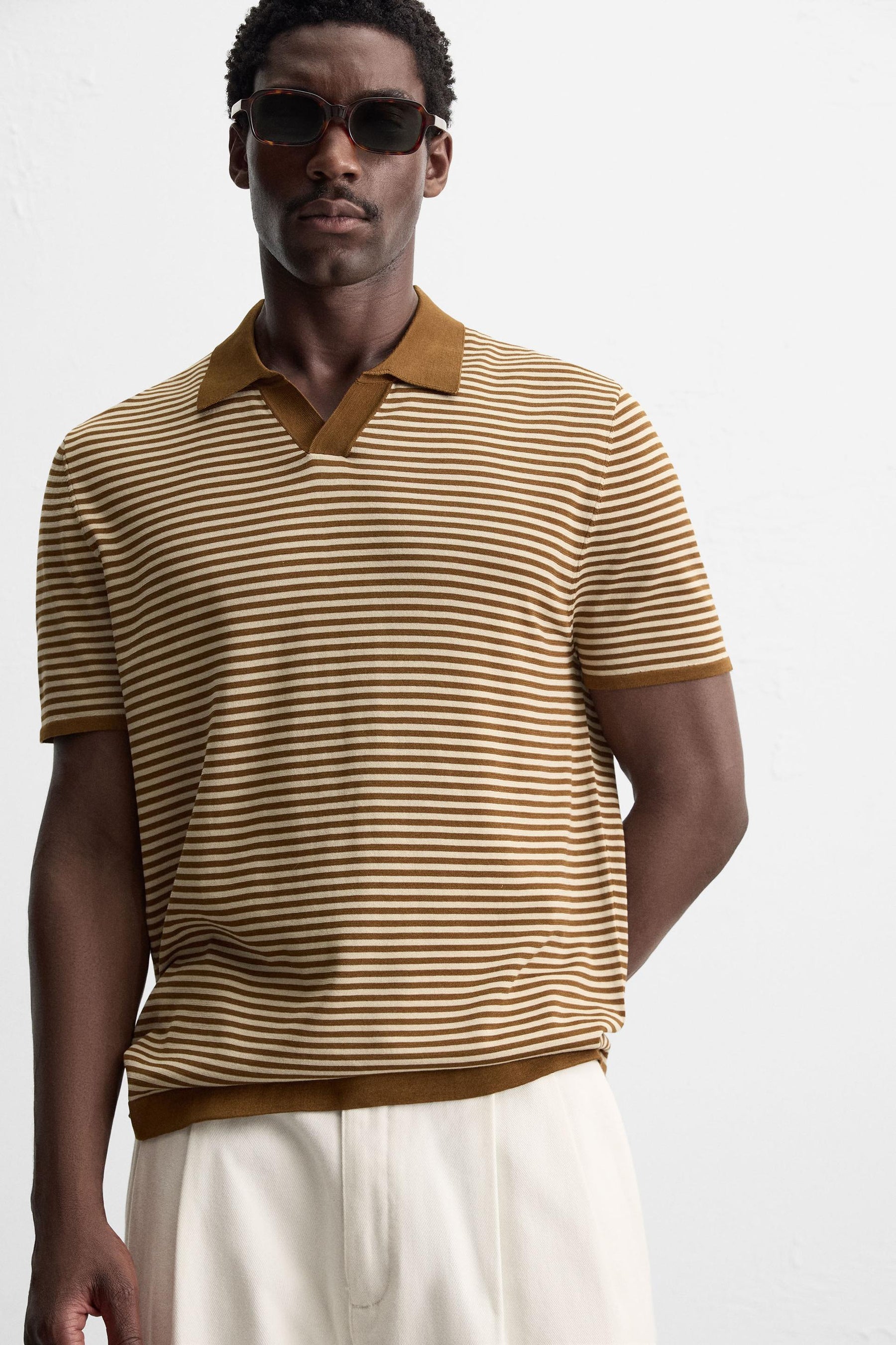 STRIPED KNIT POLO SHIRT - Image 5
